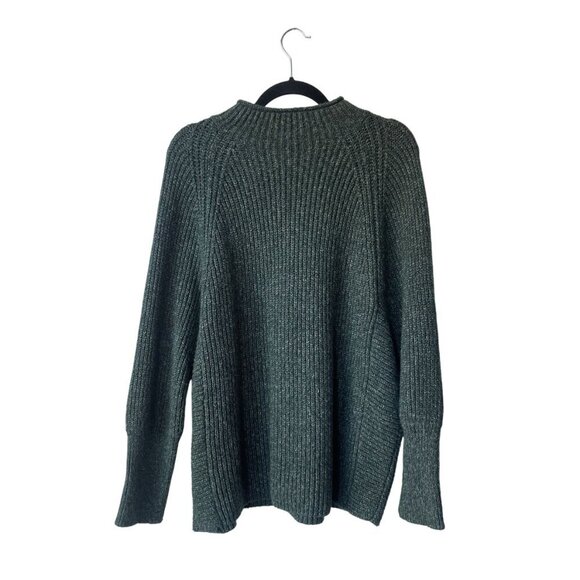 Chico's Holiday Sweater Size L Green Marled Mock-Neck Pullover Oversized Cotton - Picture 6 of 11